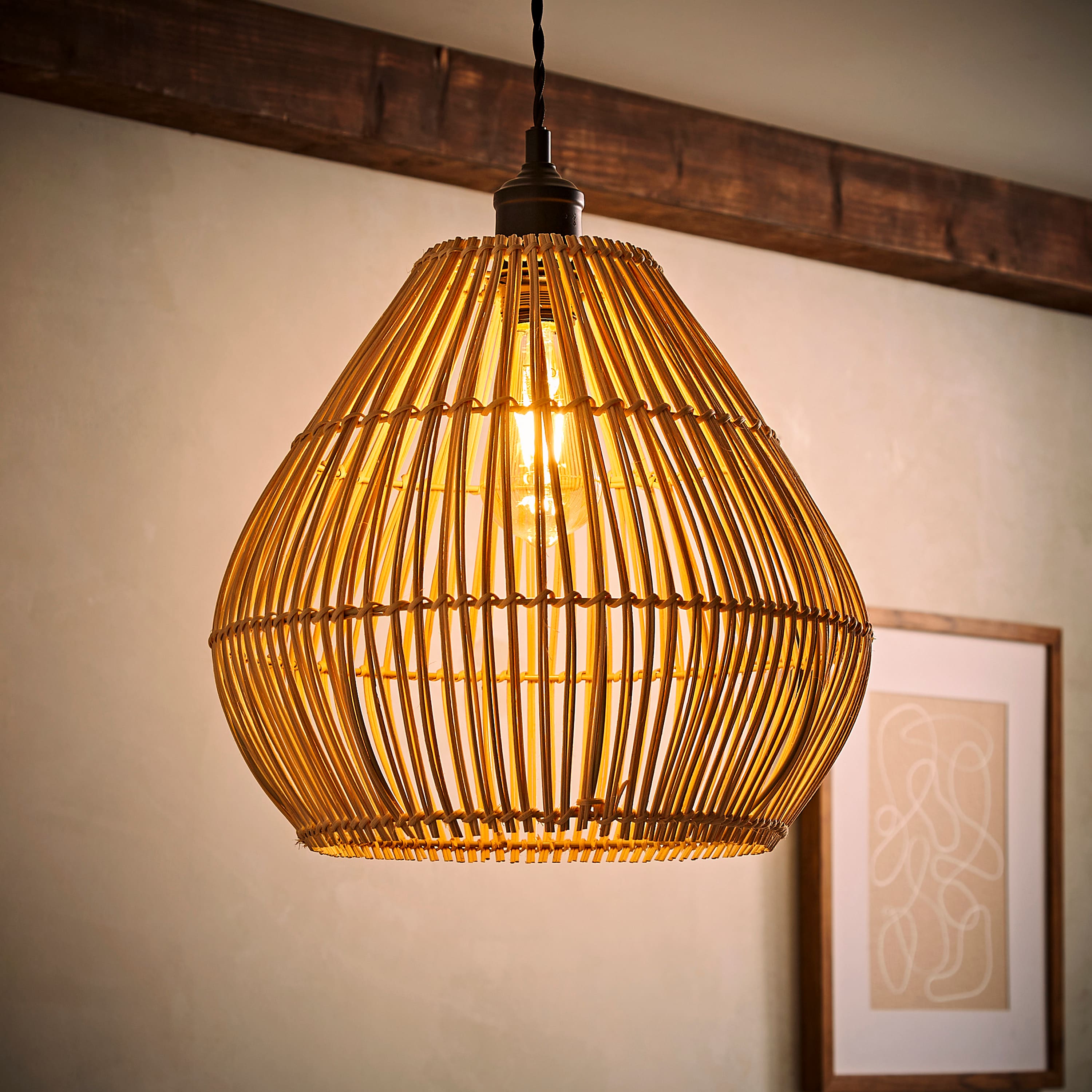 wantkey camp valo shade 初期ver Vine Natural Rattan Teardrop Pendant Shade | Value Lights