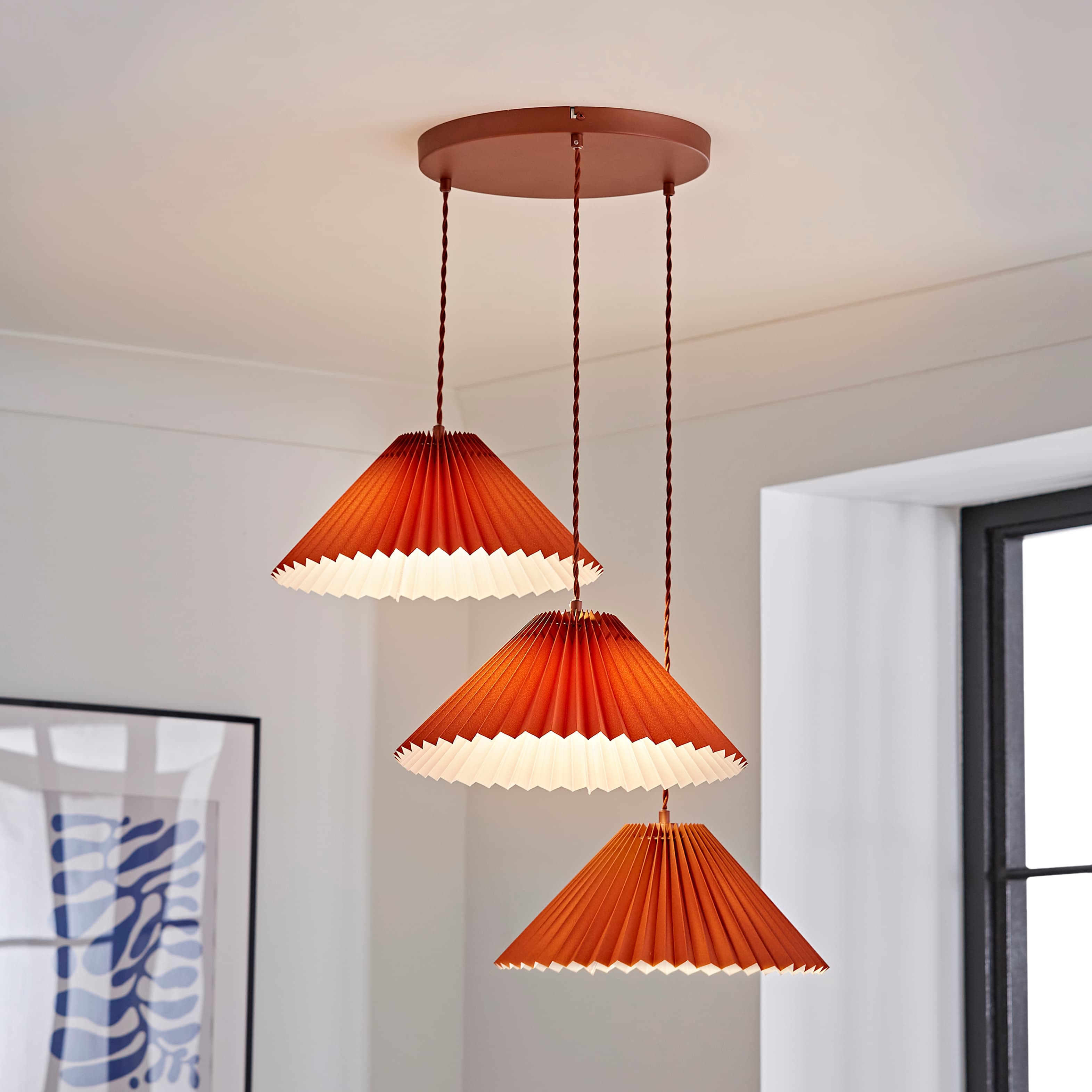 Akira 3 Way Burnt Orange Pendant Ceiling Light | ValueLights