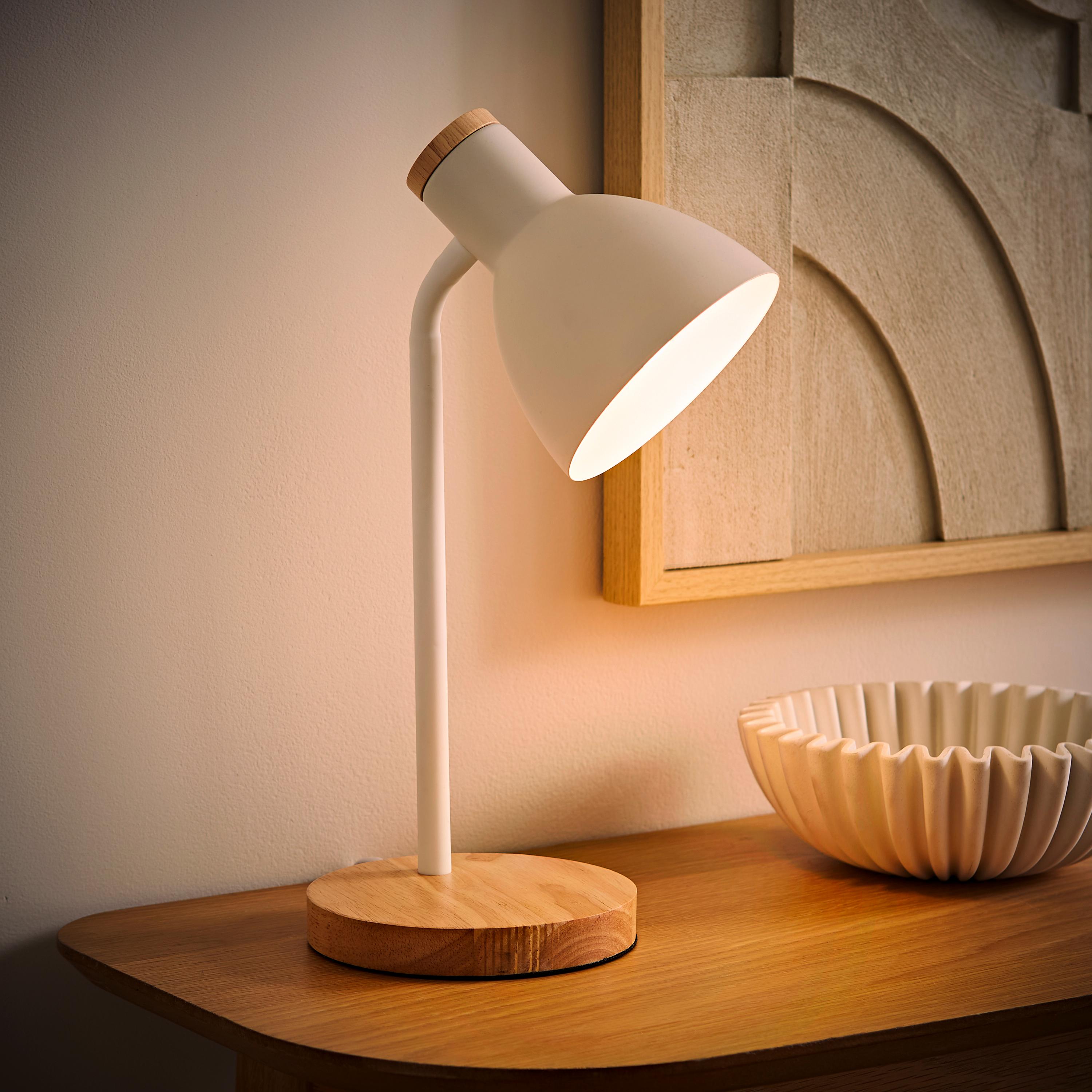 Modern Woody Flexi Neck Desk Lamp in White | ValueLights