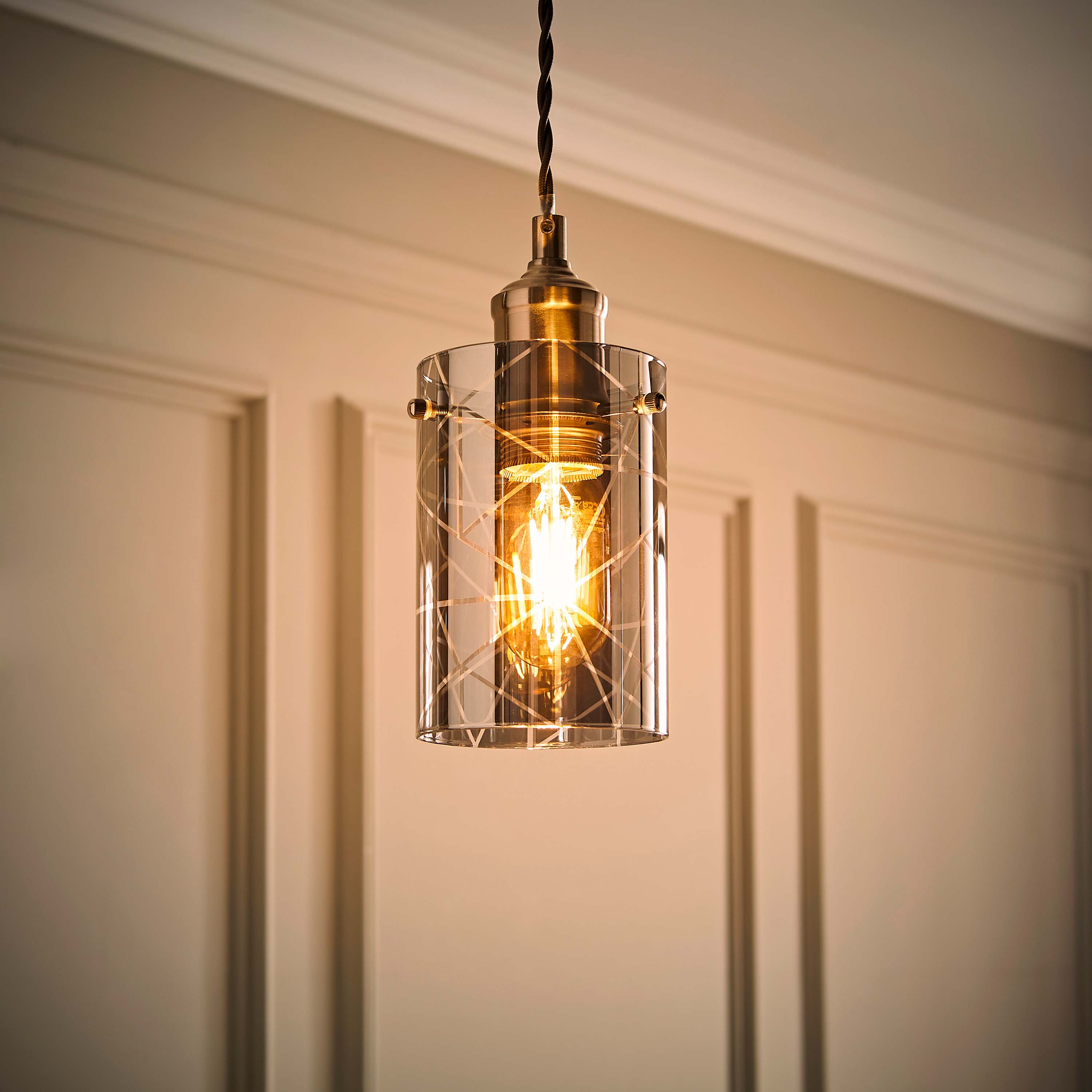 Contemporary Elsie Smoked Glass Pendant Shade | ValueLights