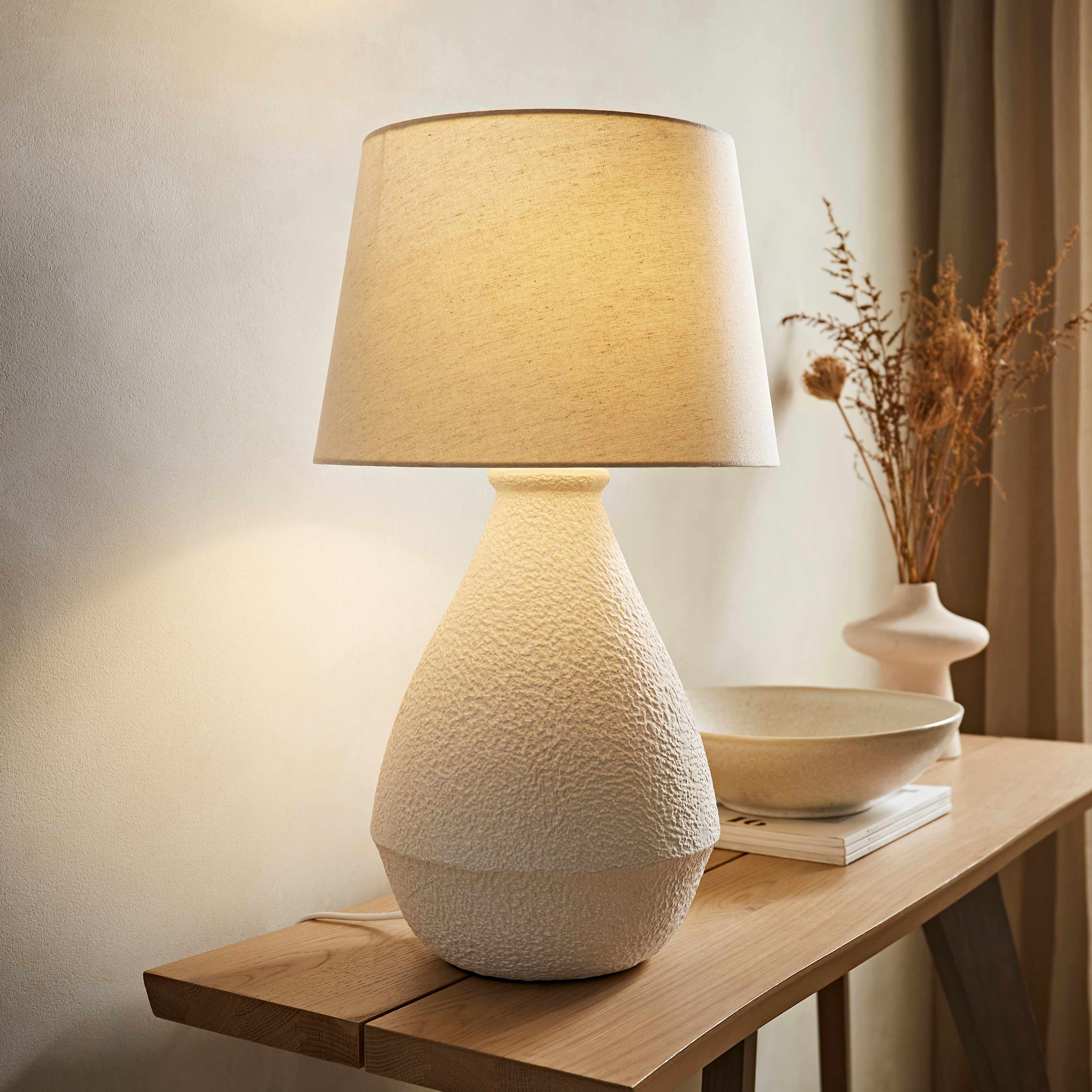 Helena Hand-Finished Large Cream Speckled Cerami ValueLights