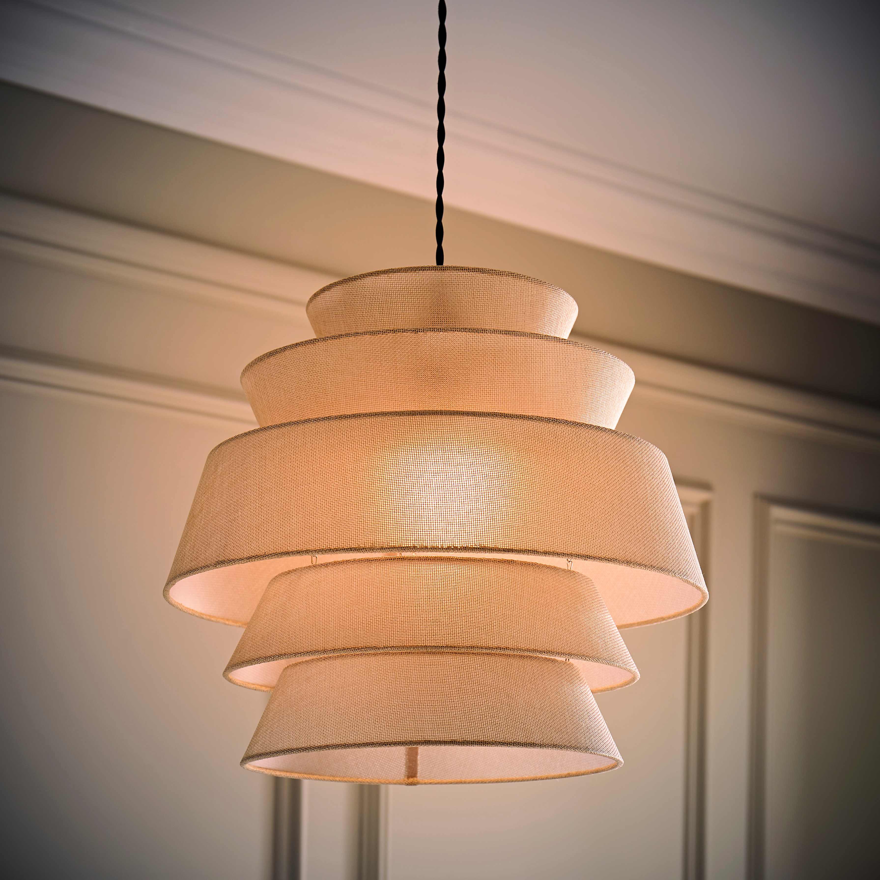 ライト・ランタン T NO TUN.LE WANTKEY CAMP valo shade Valerie 5 Tier Natural Linen Pendant Shade | ValueLights