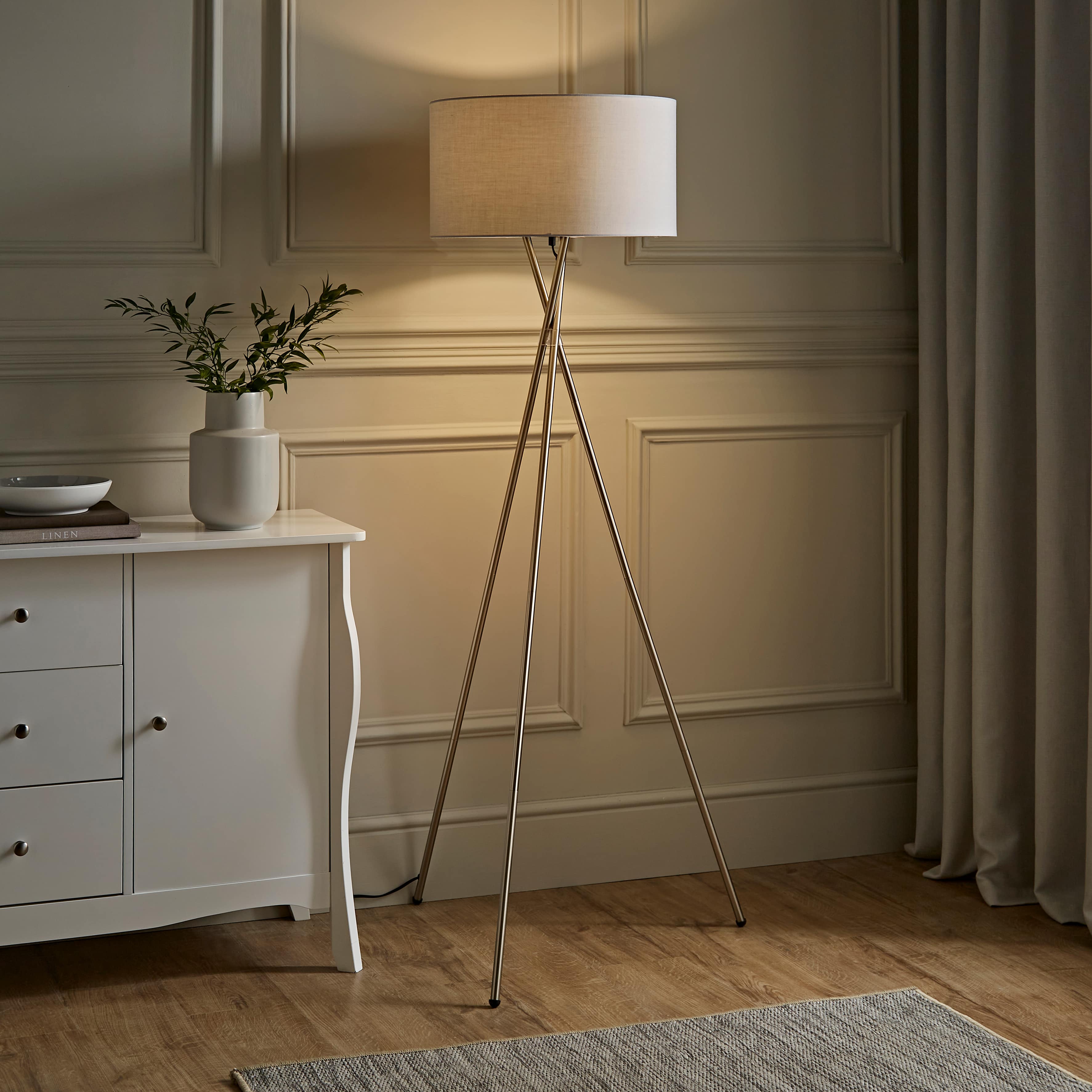 Super Light Down シングルロング 150×210cm Camden Tripod Floor Lamp Large Grey Reni Shade | ValueLights