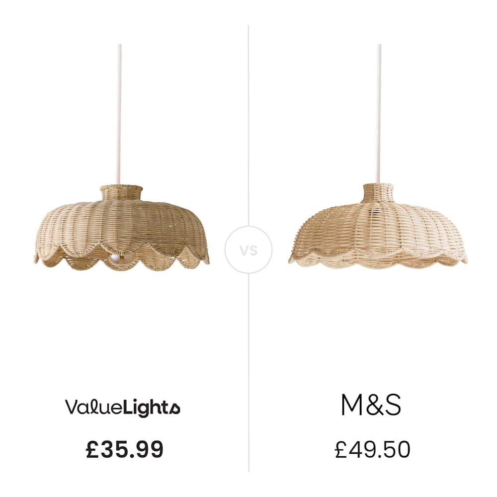 Naveah
Scalloped Natural Rattan Ceiling Pendant Shade