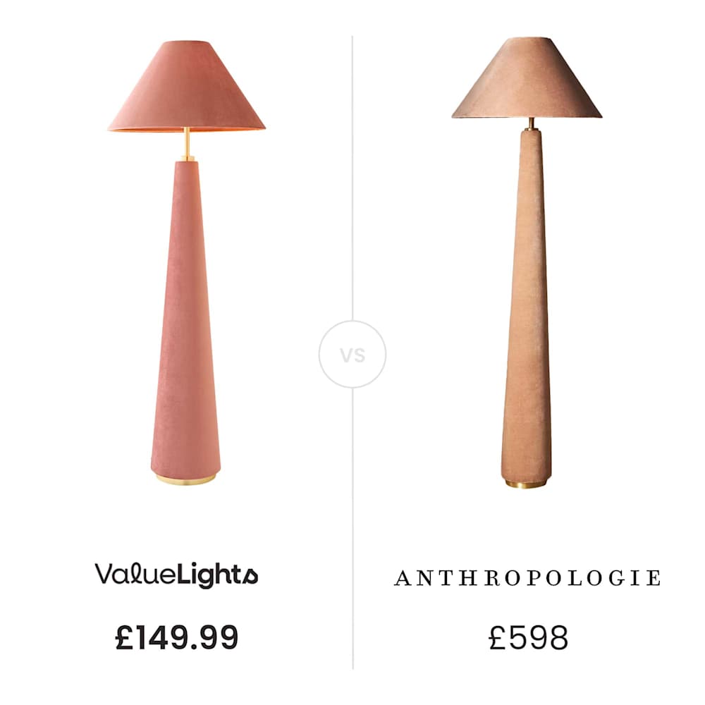 Martha Pink Velvet Conical Floor Lamp