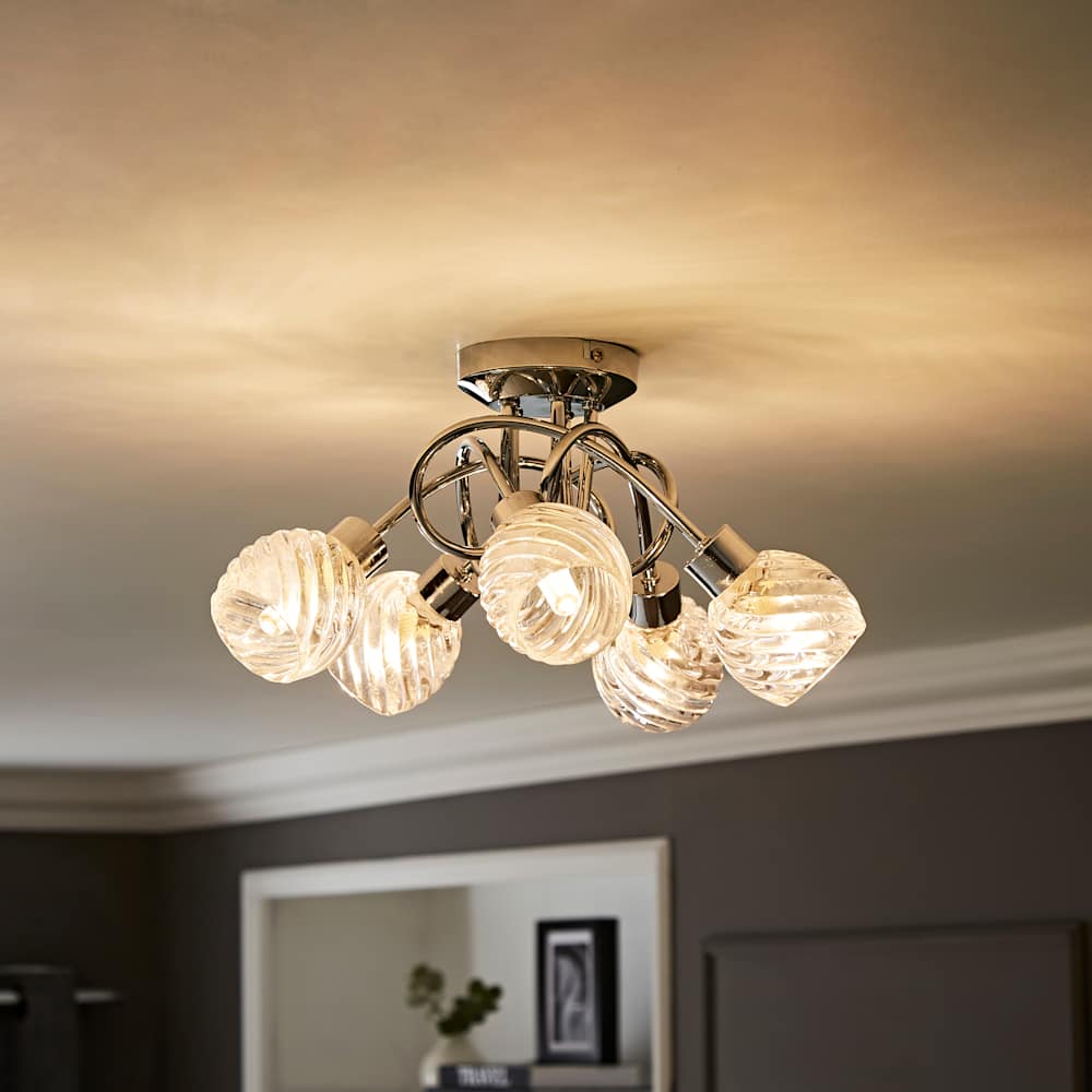 Reyka 5-Way Chrome Ceiling Light