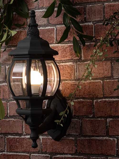Windsor IP44 Up/Down Wall Lantern in Black | Value Lights