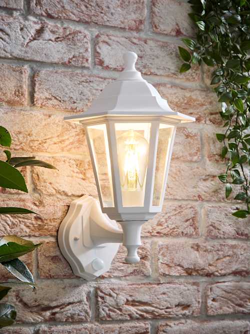 White Mayfair PIR IP44 Outdoor Lantern | Value Lights