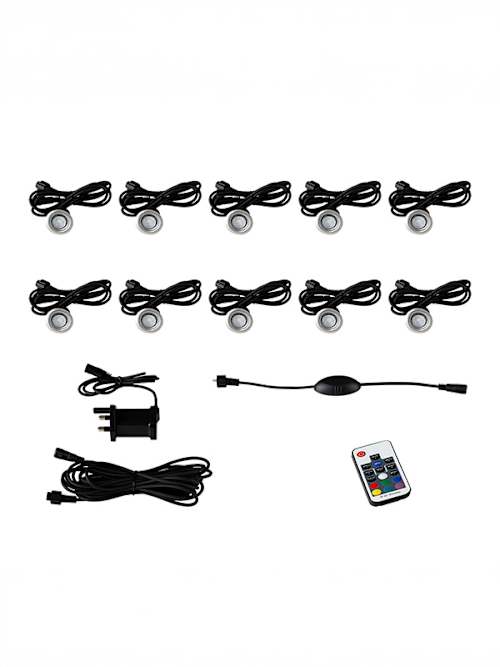 Pack of 10 x 40mm Remote Control LED Colour Changing Decking Lights