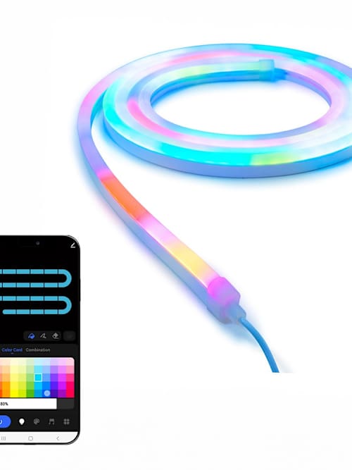 thumbnail image 2 of 24V RGB IC LED Neon Rope Light Strip - Waterproof IP67, Indoor/Outdoor, 2835 LEDs, With Remote, Dimmable, Flexible - 12mm X 20mm 2 of 4