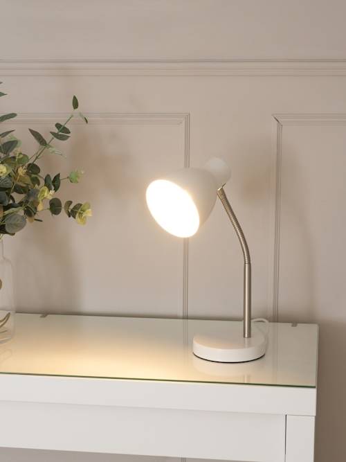 Modern Keela Adjustable Desk Lamp in White | ValueLights