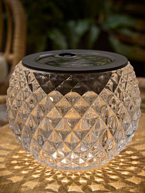 Solar Diamond Patterned Glass Table Lamp | Shop Now at ValueLights