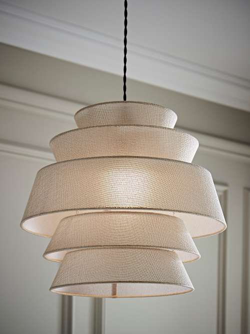 Valerie 5 Tier Natural Linen Pendant Shade | ValueLights