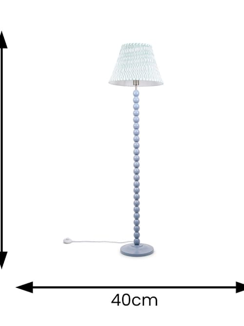 Olika FLOOR LAMP BRID ブルー Bobbin Powder Blue Floor Lamp with Green Shade | ValueLights