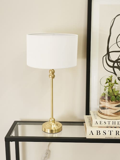 Maggie Gold Candlestick Floor Lamp With Black And Gold Shade - View #2