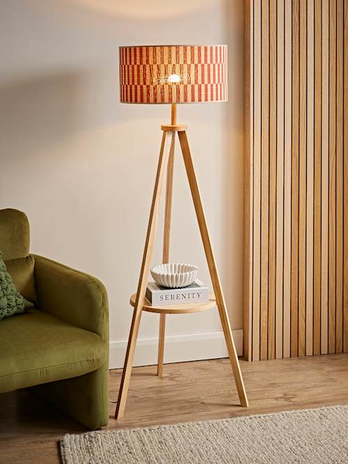 Morrigan Natural Floor Lamp Orange Bamboo Shade|ValueLights