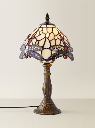 Dragonfly Antique Brass and Glass Table Lamp