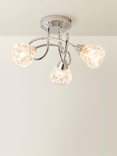 Polished Chrome 3 Arm Semi Flush Ceiling Light