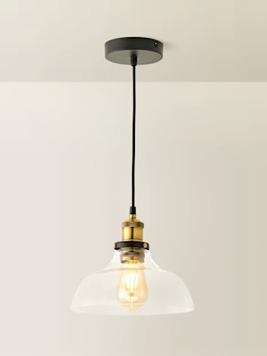 Industrial Pendant Light with Clear Glass Shade