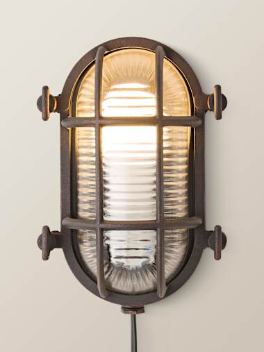 IP64 Rust Effect Oval Bulkhead Wall Light