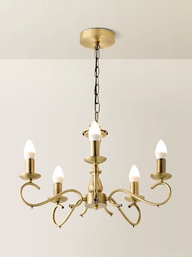 Brushed Gold 5 Arm Droplet Chandelier