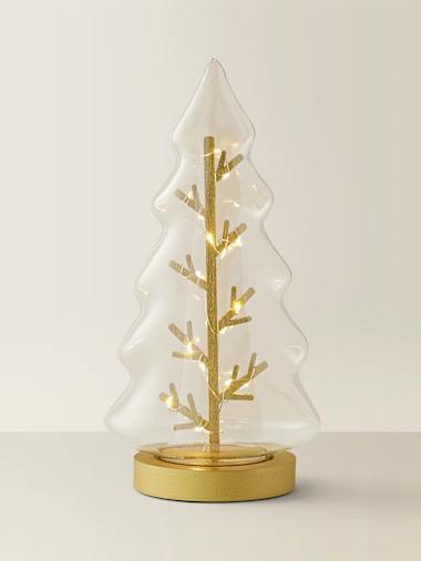  Battery Operated Glass Christmas Tree with LEDs