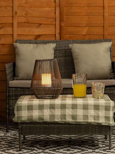 IP44 Natural Wicker LED Lantern