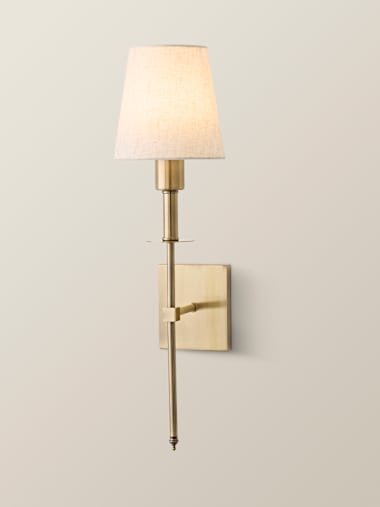 Antique Brass Rechargeable LED Wall Light with White Shade