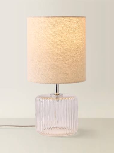 Clear Glass Table Lamp with Natural Shade