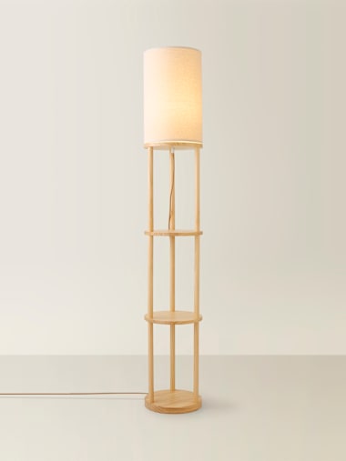 3 Tier Shelved Floor Lamp with Cream Shade