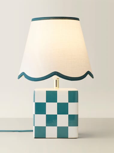Sage Green Ceramic Table Lamp with Cream Shade