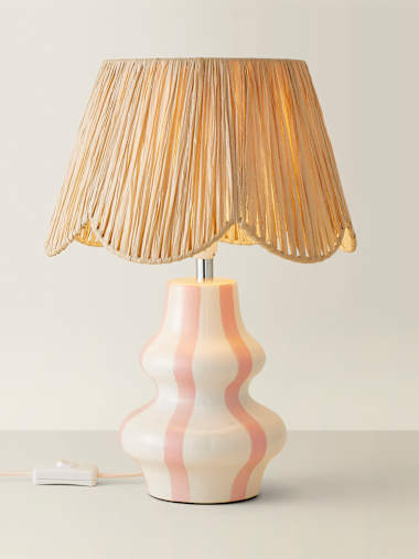 Perrie Blush Pink Striped Ceramic Table Lamp
