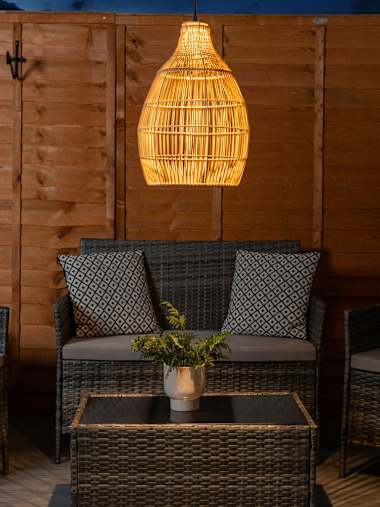 Teardrop Wicker Style Pendant Light