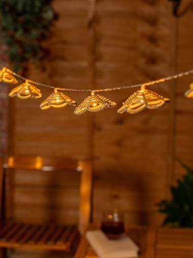 Outdoor Battery Powered Rattan Flower String Lights