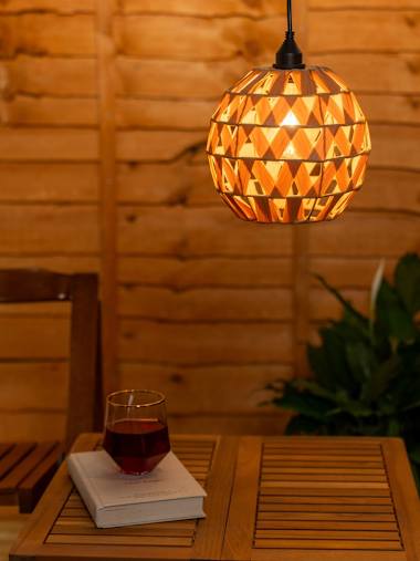 Battery Powered Rattan Sphere Pendant Light