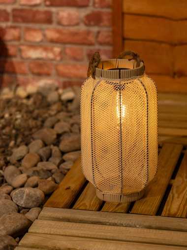 Solar Natural Colour Mesh Lantern with Rope Handle