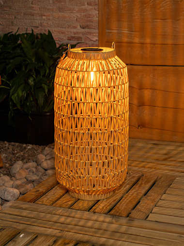 Solar Rattan Lantern with Rope Handle