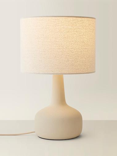 Hayley Hand-Finished Beige Squat Base Table Lamp