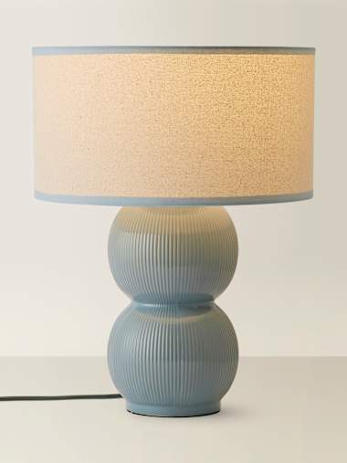 Green Stacked Ribbed Table Lamp