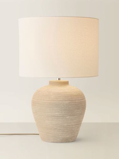 Reid Hand-Finished Large Grey Ribbed Ceramic Table Lamp