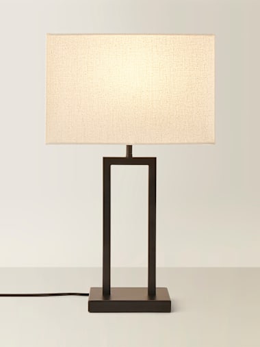 Black Double Stem Table Lamp with Rectangular Shade
