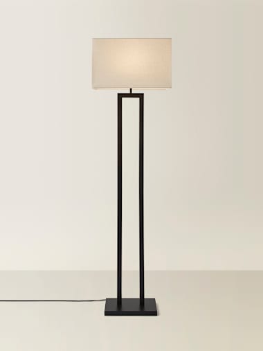 Black Double Stem Floor Lamp with Rectangular Shade