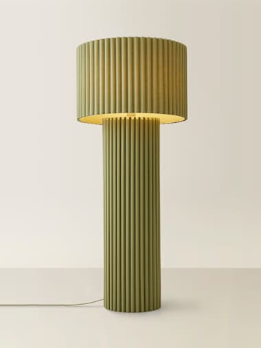 Lenny Moss Green Ribbed Fabric Midi Floor Lamp