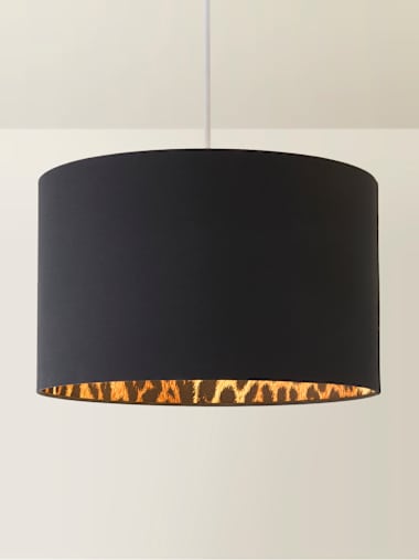 Oasis Large Black Drum Shade with Leopard Inner