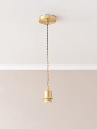 Brushed Gold Braided Cable Adjustable Pendant Ceiling Lampholder