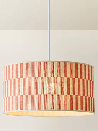 Large Orange Checkerboard Print Bamboo Shade