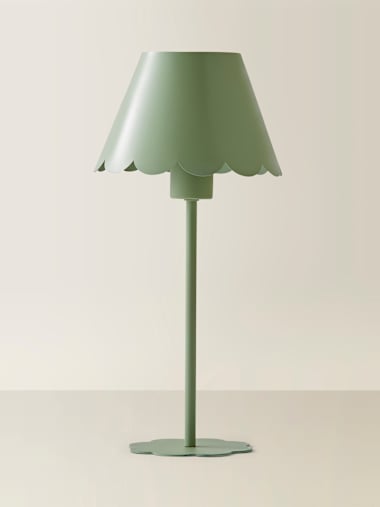 Light Green Rechargeable Scalloped Table Lamp with Remote