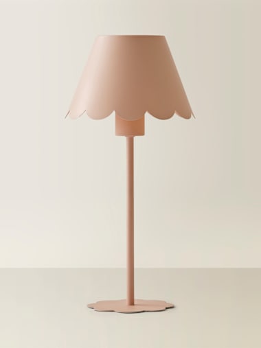 Light Pink Rechargeable Scalloped Table Lamp with Remote
