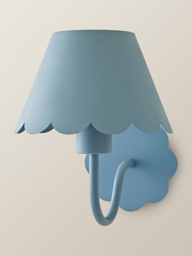 Pair of Light Pink Rechargeable Scalloped Wall Lights with Remote