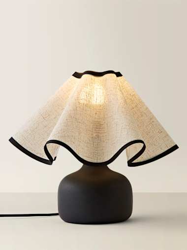 Black Table Lamp with Black Trim Wave Shade